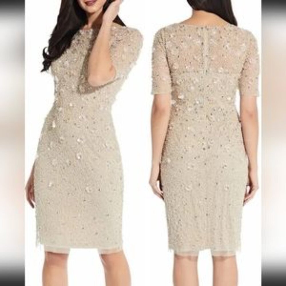 Anthropologie - Beaded Cocktail Dress - Adrianna Papell - New with Tags